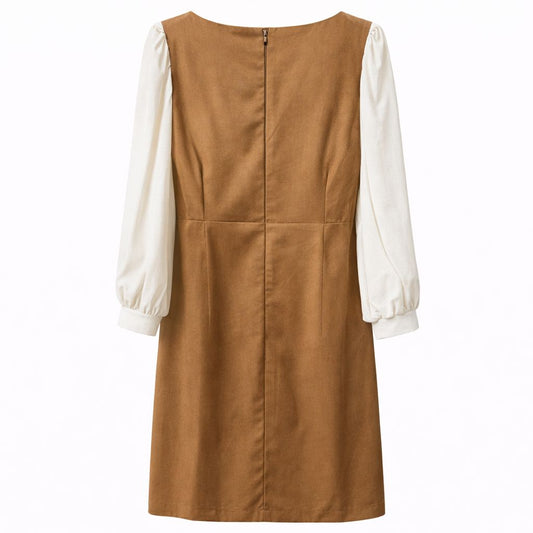 Robe Femme Bicolore Camel & Blanc – Taille L