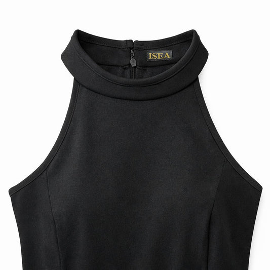 Robe WOOSEA – Noire élégante col montant